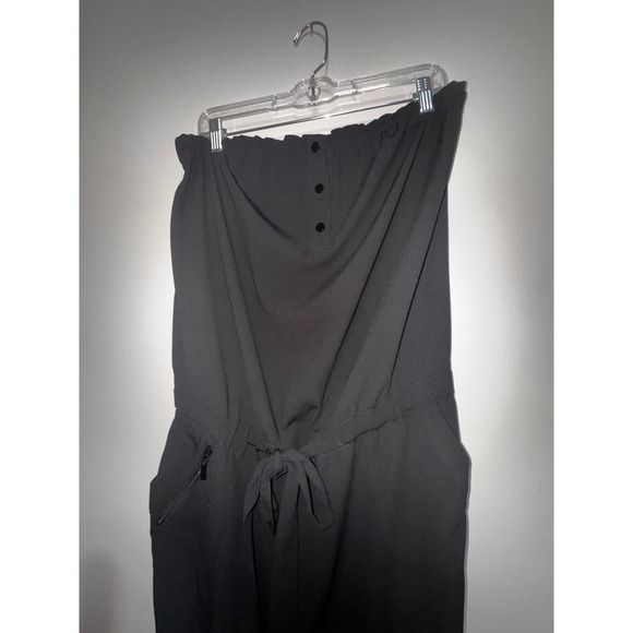 Cache Strapless Jumpsuit Wide Leg Drawstring Waist Black Casual Size M - Picture 2 of 9